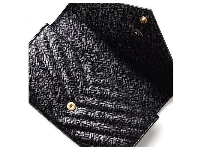 Saint Laurent Monogramm Klapp-Langgeldbörse Gold Schwarz - Ansicht 4