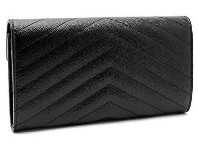 Saint Laurent Monogramm Klapp-Langgeldbörse Gold Schwarz - Ansicht 5