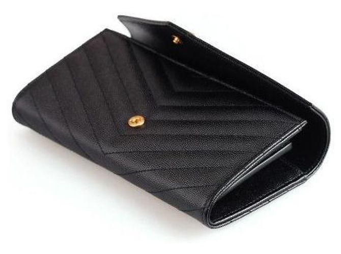 Saint Laurent Monogramm Klapp-Langgeldbörse Gold Schwarz - Ansicht 6