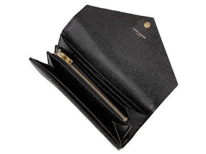Saint Laurent Monogramm Klapp-Langgeldbörse Gold Schwarz - Ansicht 7