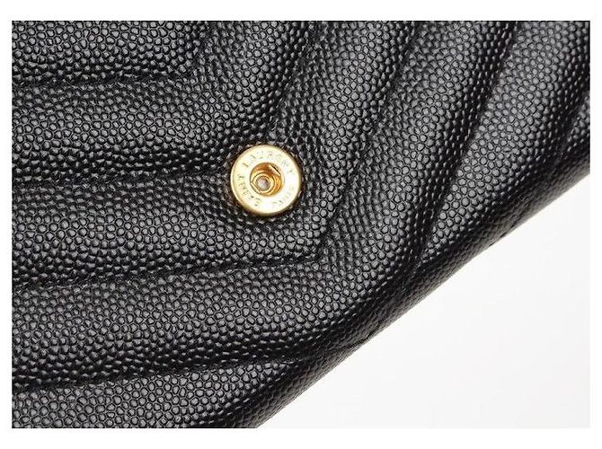 Saint Laurent Monogramm Klapp-Langgeldbörse Gold Schwarz - Ansicht 8