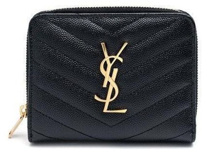 Saint Laurent Billetera Compacta Monogram con Herrajes Dorados Negro - vista 2