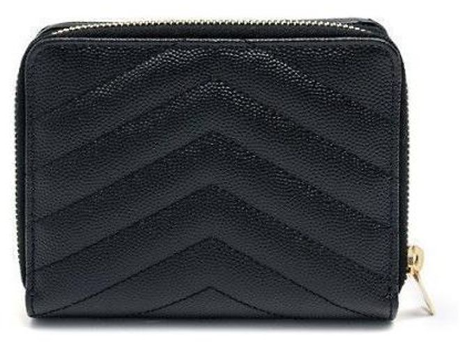 Saint Laurent Billetera Compacta Monogram con Herrajes Dorados Negro - vista 3
