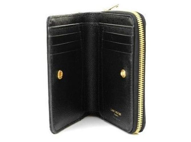 Saint Laurent Billetera Compacta Monogram con Herrajes Dorados Negro - vista 4
