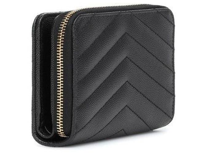 Saint Laurent Billetera Compacta Monogram con Herrajes Dorados Negro - vista 5