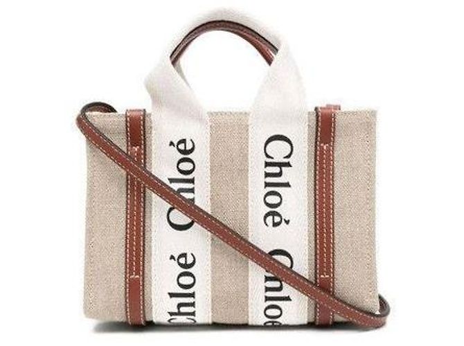Chloé Mini borsa tote Woody marrone - vista 2