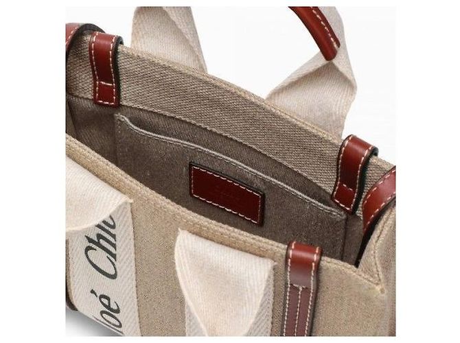 Chloé Mini borsa tote Woody marrone - vista 3