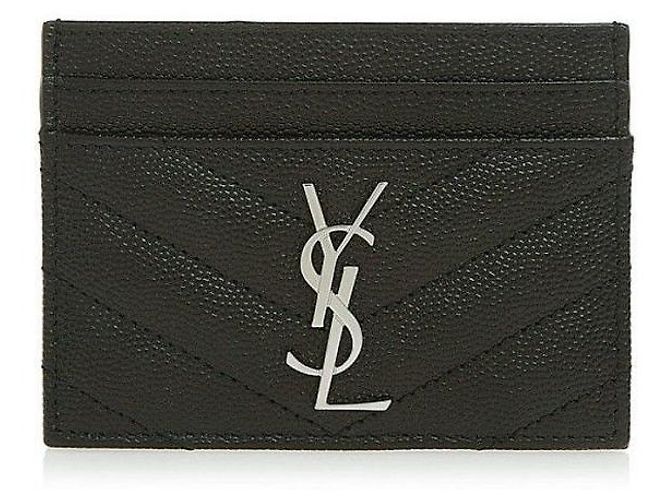 Saint Laurent Tarjetero Matelassé Plata Negro - vista 2