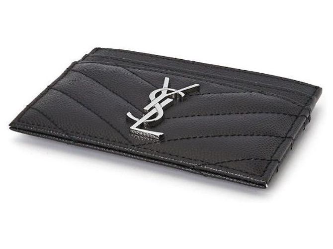 Saint Laurent Tarjetero Matelassé Plata Negro - vista 3