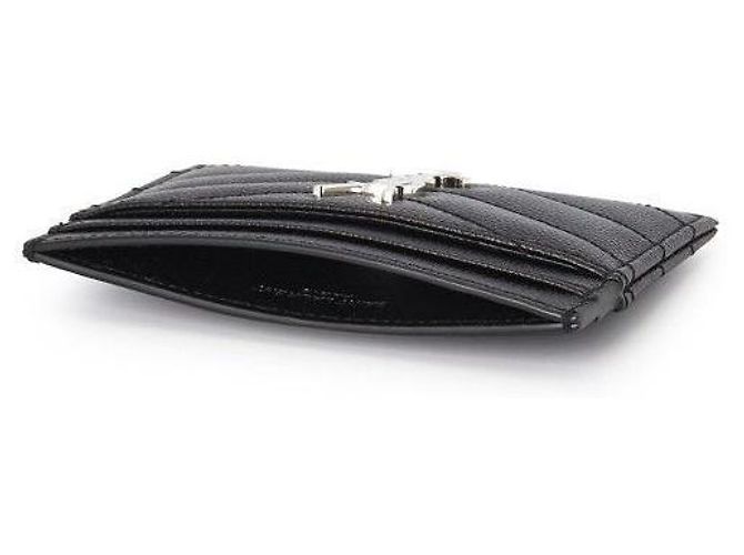 Saint Laurent Tarjetero Matelassé Plata Negro - vista 6