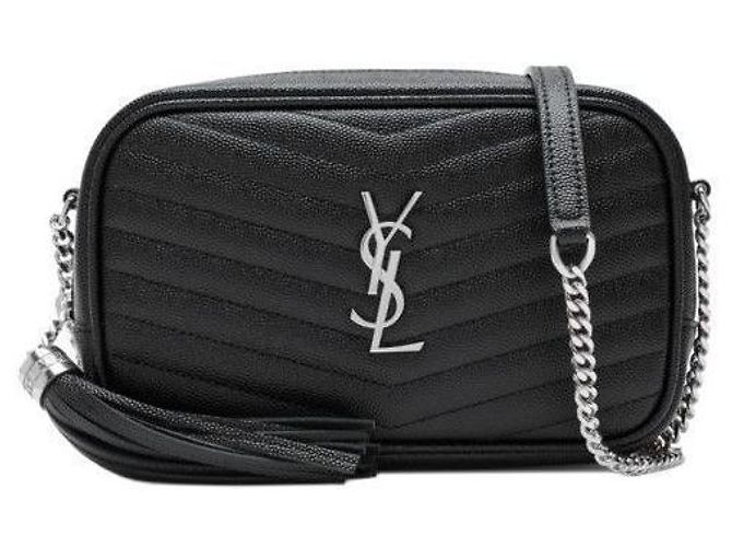 Saint Laurent Mini borsa a tracolla in tonalità argento con monogramma Nero - vista 2
