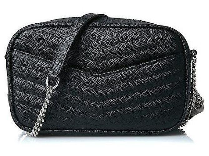 Saint Laurent Mini borsa a tracolla in tonalità argento con monogramma Nero - vista 3