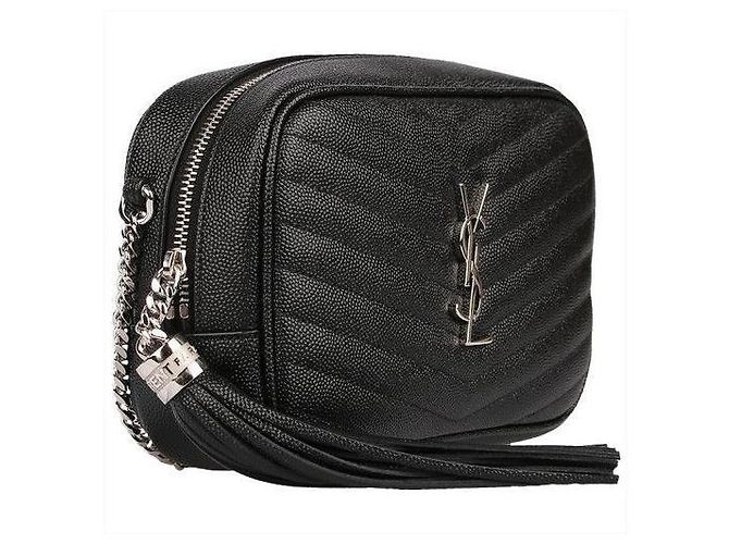 Saint Laurent Mini borsa a tracolla in tonalità argento con monogramma Nero - vista 4