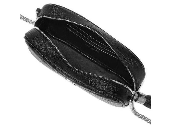 Saint Laurent Mini borsa a tracolla in tonalità argento con monogramma Nero - vista 6