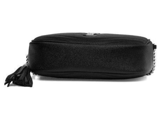 Saint Laurent Mini borsa a tracolla in tonalità argento con monogramma Nero - vista 7