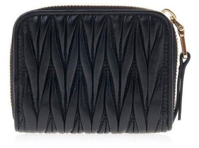 Miu Miu Portafoglio con zip in pelle nappa nera Nero - vista 5