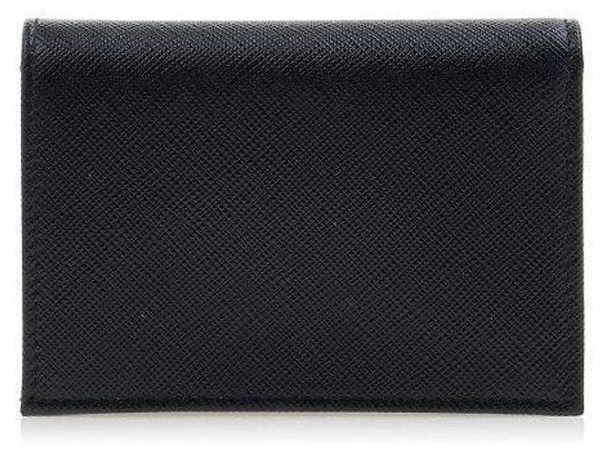 Prada Billetera Triángulo Logo Saffiano Negro - vista 3