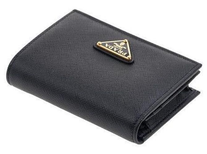 Prada Billetera Triángulo Logo Saffiano Negro - vista 4