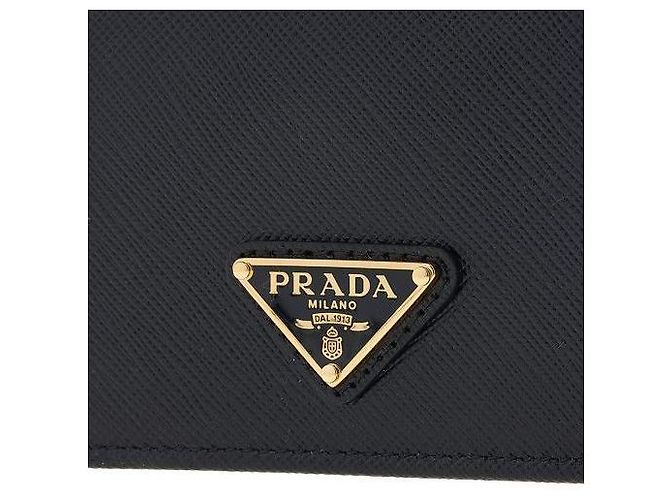 Prada Billetera Triángulo Logo Saffiano Negro - vista 5