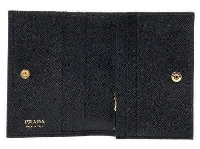 Prada Billetera Triángulo Logo Saffiano Negro - vista 8