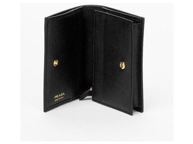 Prada Billetera Triángulo Logo Saffiano Negro - vista 9