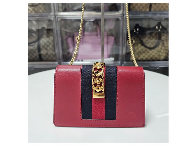 Gucci Silvi Pelle Super Mini Catena Rossa Rosso - vista 2