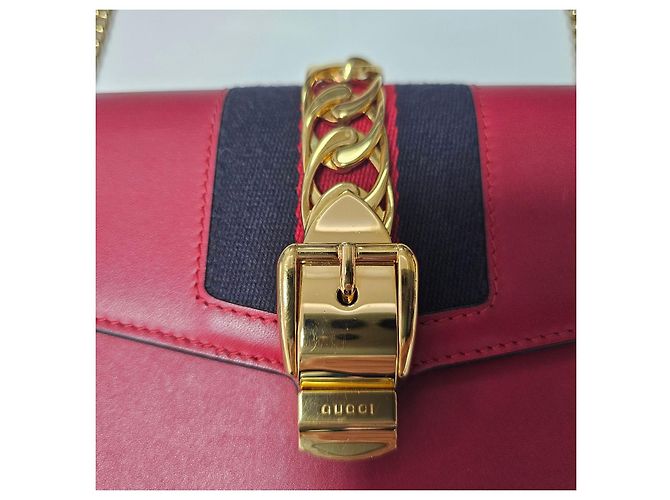 Gucci Silvi Pelle Super Mini Catena Rossa Rosso - vista 4