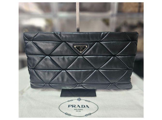 Prada Clutch Patchwork de Napa Preto - vista 8