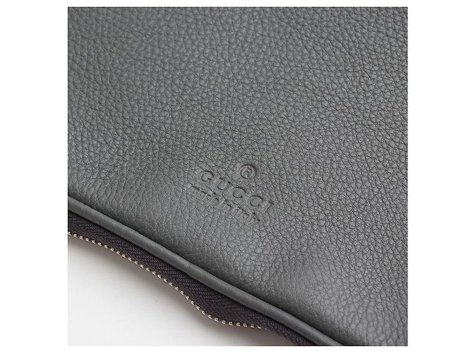 Gucci Große graue Leder-Clutch für Herren Braun - Ansicht 4