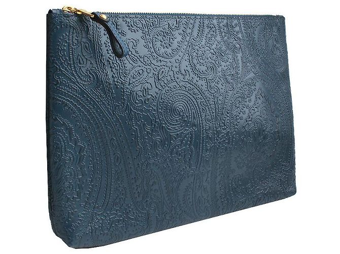 Etro Clutch in pelle paisley verde teal - vista 2