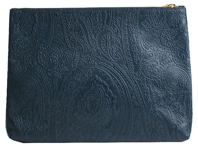 Etro Clutch in pelle paisley verde teal - vista 3