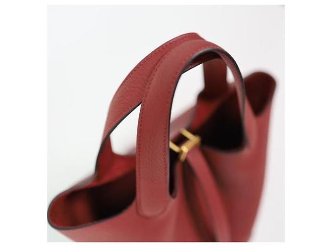 Hermès Picotin PM Picotin Lock Rosso Cenere Hardware Oro timbrato Nuovo Set Completo D'oro - vista 5