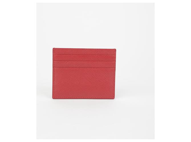 Saffiano Prada Triangular Logo Card Holder Red - view 4