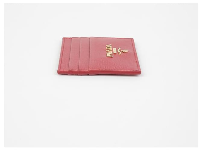 Saffiano Prada Triangular Logo Card Holder Red - view 5