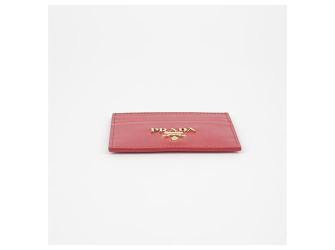 Saffiano Prada Triangular Logo Card Holder Red - view 6