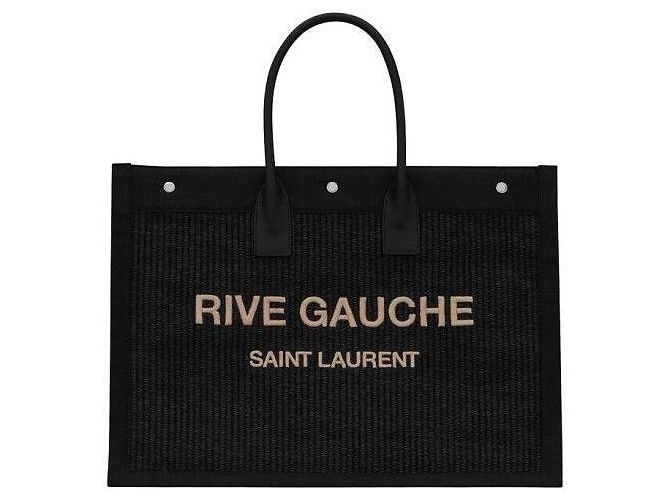 Saint Laurent Grande Borsa Tote Ghosy Nera a Coste Nero - vista 2