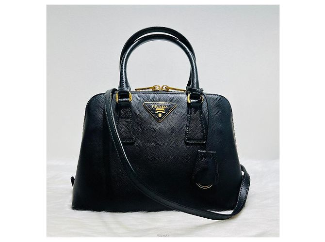 Prada Borsa a spalla Saffiano Lux con doppia zip Nero - vista 2