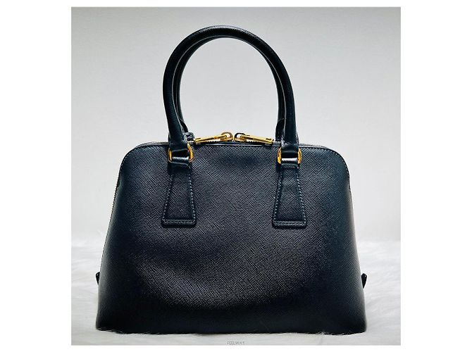 Prada Borsa a spalla Saffiano Lux con doppia zip Nero - vista 3
