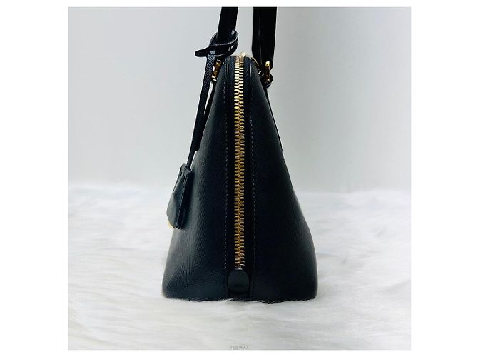Prada Borsa a spalla Saffiano Lux con doppia zip Nero - vista 4
