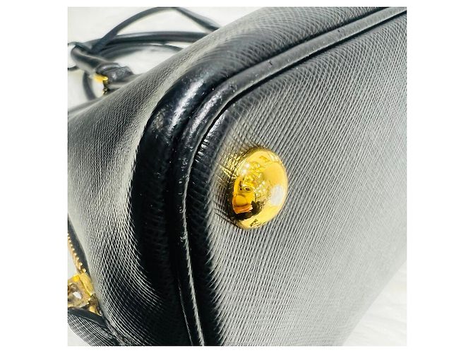 Prada Borsa a spalla Saffiano Lux con doppia zip Nero - vista 7