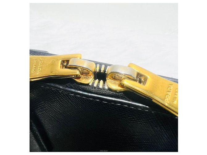 Prada Borsa a spalla Saffiano Lux con doppia zip Nero - vista 8