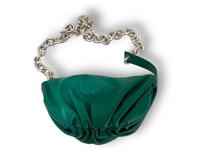 Bottega Veneta Borsa a Spalla Dumpling Chain Verde Argento - vista 2