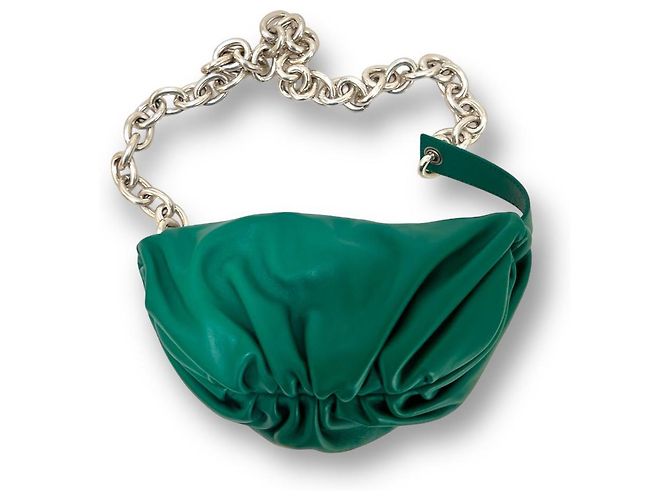 Bottega Veneta Borsa a Spalla Dumpling Chain Verde Argento - vista 3