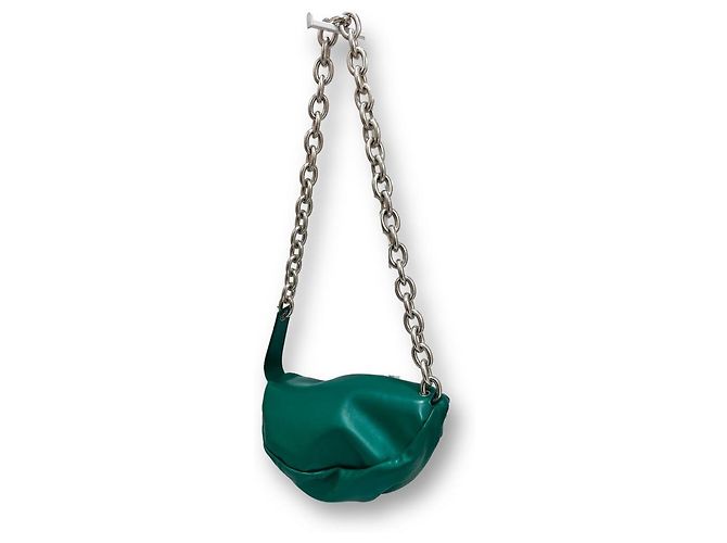 Bottega Veneta Borsa a Spalla Dumpling Chain Verde Argento - vista 4