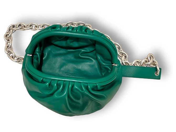 Bottega Veneta Borsa a Spalla Dumpling Chain Verde Argento - vista 6