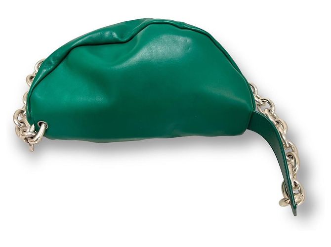 Bottega Veneta Borsa a Spalla Dumpling Chain Verde Argento - vista 7