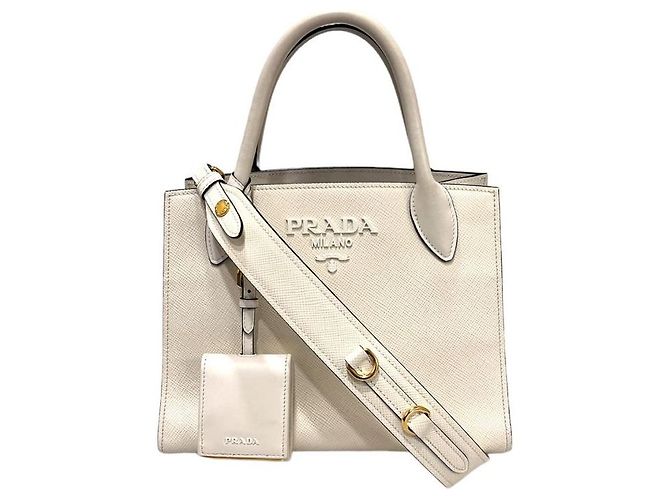 Prada Bolso Tote Saffiano Monocromático Blanco - vista 2