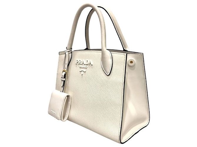 Prada Bolso Tote Saffiano Monocromático Blanco - vista 3