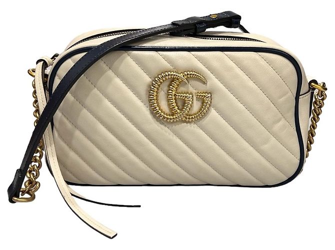 Gucci Borsa a spalla GG Marmont trapuntata bianca Bianco - vista 2
