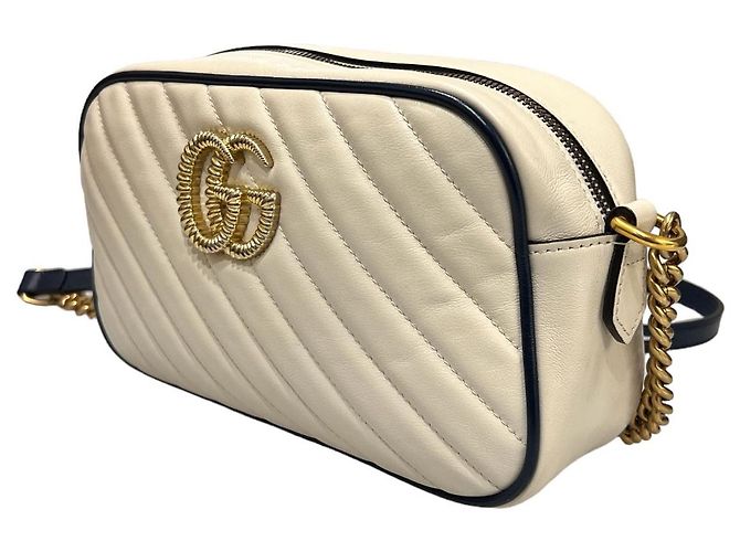 Gucci Borsa a spalla GG Marmont trapuntata bianca Bianco - vista 3